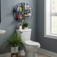 thumbnail image 3 of Linon Lester Round 4-Shelf Wall Storage, Black Iron Frame with Gray Wash Finish, 3 of 11