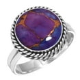 thumbnail image 1 of 925 Sterling Silver Ring For Women - Men Copper Purple Turquoise Gemstone Silver Ring Size 5 Boho Silver Ring Size 5 New Year Gift For Wife 925 Silver Gemstone Jewelry, 1 of 6