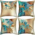 thumbnail image 1 of Fundas de almohada decorativas modernas para sofá, juego de 4, de mármol verde esmeralda de 18 x 18 pulgadas, cojines de terciopelo con textura de mármol única para sala de estar, 1 of 7