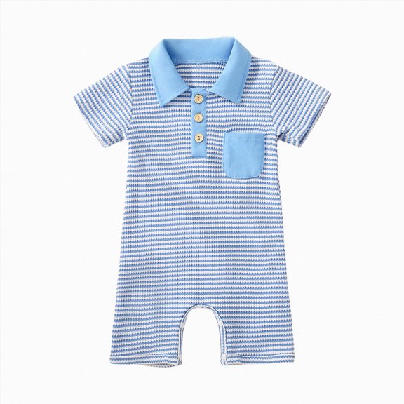 Newborn Baby Boy Summer Jumpsuit Girl Embroidery Clothes Summer Onesie Waffle Round Neck Romper 6 12 18 24 Months Kaprioy Baby Boy Clothes