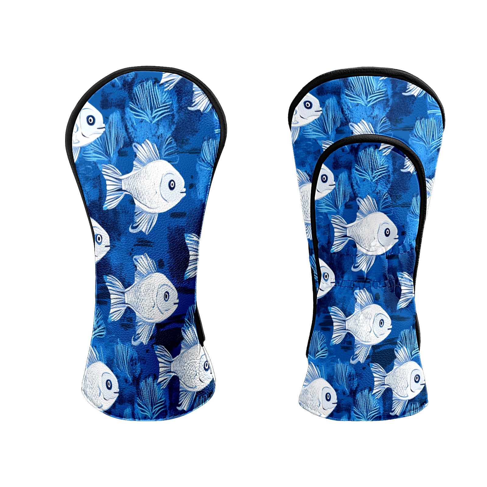Golf Club Head Covers WhiteFish_CoralReef Waterproof Leather Golf Head Covers for Men Women Driver Head Cover Fairway Headcover for Golf Lovers