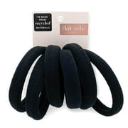 Kitsch Recycled Nylon Thick Hair Elastics -Ponytail Holder - 6pc Set (Black)