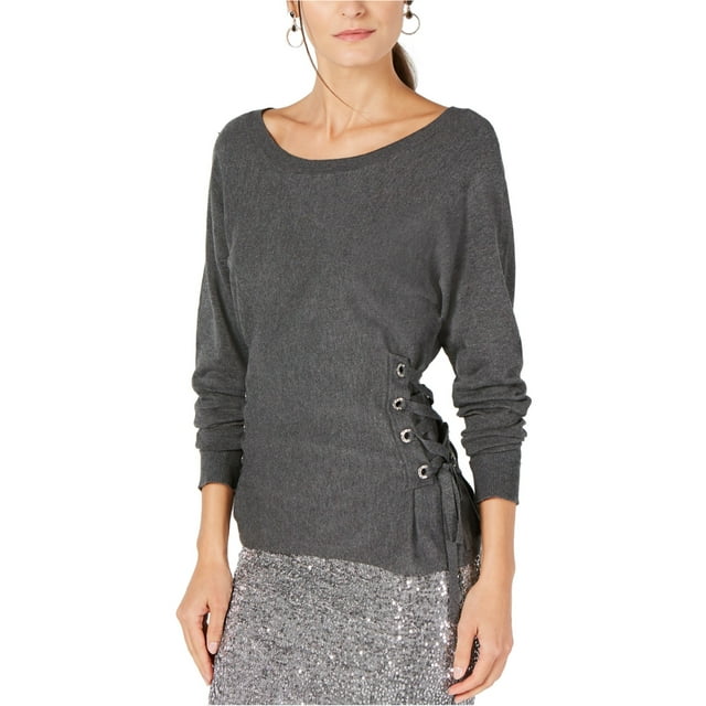 I.N.C Chandail à Lacets pour Femmes, Gris, Petit