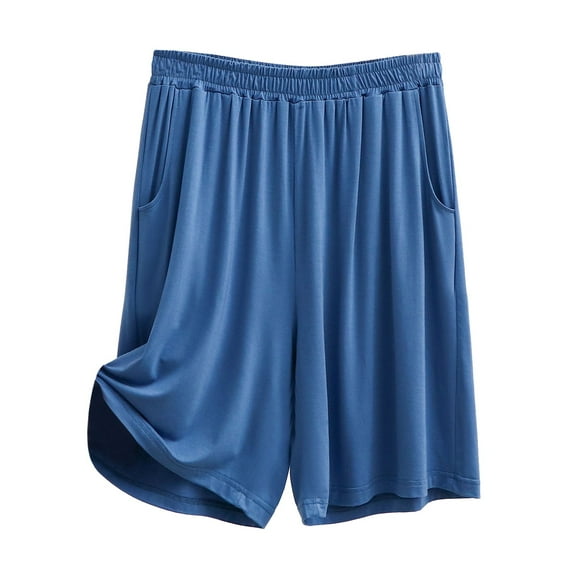 PEASKJP Men's Shorts Casual Men's Classic Cargo Stretch Short Casual Summer Shorts (Blue,L)