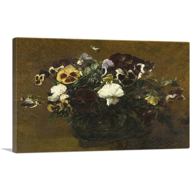 ARTCANVAS Pansies Canvas Art Print by Henri Fantin-Latour - Size: 26" x 18" (1.50" Deep)