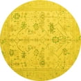 thumbnail image 1 of Ahgly Company Machine Washable Indoor Round Oriental Yellow Traditional Area Rugs, 7' Round, 1 of 4