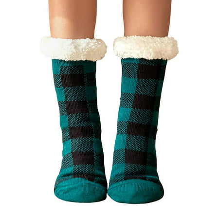 

IMSHIE Fluffy Slipper Socks for Women Ladies Cosy Warm Winter Cabin Plush Socks Soft Comfy Fuzzy Plush Slipper Socks Christmas Plaid Stocking Stuffer Gift Non-Skid Home Thermal Slipper original