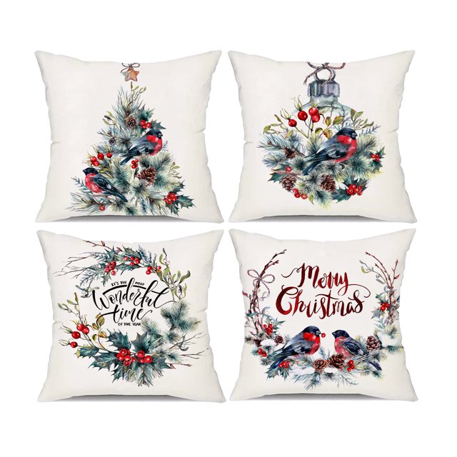 Juego de fundas de almohada cortas de felpa para Navidad y Acción de Gracias, 45 x 45 cm