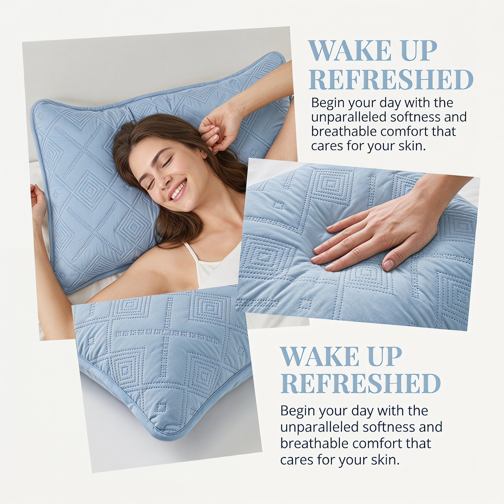 Unique Bargains Pillow Protectors 2 Pack, Quilted Polyester Throw Covers Blue 19"x29"