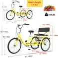 thumbnail image 4 of MENGFANMIN Adult Tricycle 7 Speed,3 Wheel 24 inch Bikes Extended Rear Wheelbase Tricycle Wheel Bike with Rear Basket for Women,Seniors Maximum Load 550lbs, 4 of 7