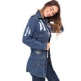 thumbnail image 2 of Notus Women's Casual Slim Distressed Long Sleeve Denim Lapel Jacket Windbreaker Outercoat Mid Blue XXL, 2 of 7