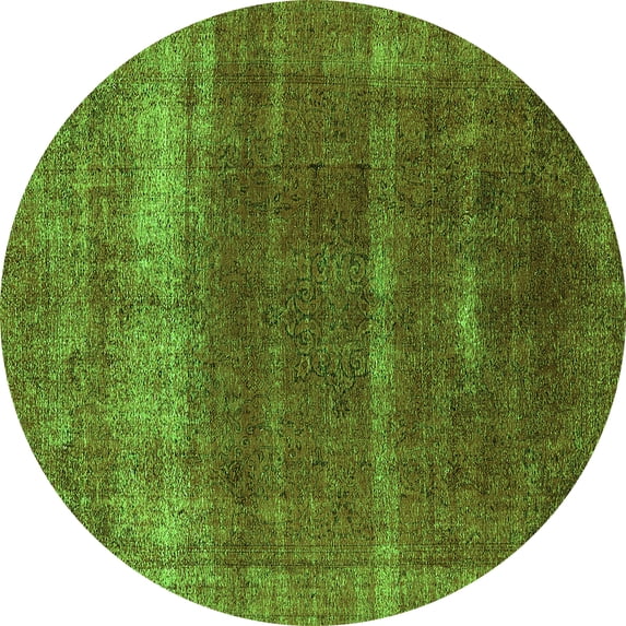 Ahgly Company Indoor Round Oriental Green Industrial Area Rugs, 3' Round