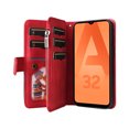 thumbnail image 3 of Multifunctional Case for Samsung A32 4G,[RFID Blocking] 9 Credit Cards Holder with Wrist Strap, Premium PU Leather Zipper Wallet Purse Magnetic Flip Phone Cover for Samsung Galaxy A32 4G, Red, 3 of 12