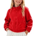 thumbnail image 2 of Edvintorg Jackets for Girls Size 3-14 Fleece Long Sleeve Casual Zip up Coat with Pocket Girls Clothes, 2 of 6