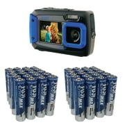 Coleman Blue Duo2 Dual-Screen Waterproof Digital Camera with 20 Megapixels and Fiji AAA 40 PK
