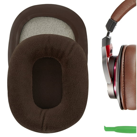 Geekria Comfort Velour Replacement Ear Pads for Audio Technica ATH M50X, M50XBT, M50xBT2, M60X, M45, M35, M30, M20, ATH-MSR7 Headphones, Ear Cushions (Brown)