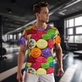 thumbnail image 3 of Wukai Brightly Colored Cupcakes Print Men's Short-Sleeved Mesh T-Shirt,Quick-Dry Short Sleeve Workout T-Shirt-6X-Large, 3 of 8