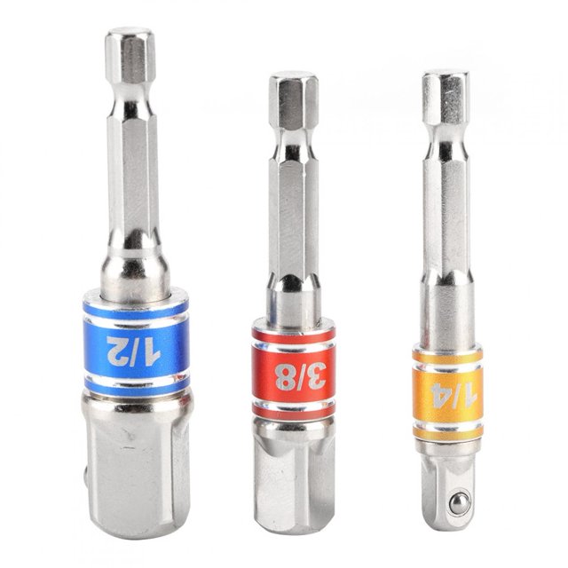FLAMEEN Adaptateur de Foret de Prise Pilote de Foret, 3pcs / Set Adaptateur de Prise de Foret Hexagonal Lecteur d'Impact Électrique 1/4 Po 3/8 Po 1/2 Po