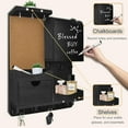 thumbnail image 5 of Key Holder Wall Mount， Mail Organizer Key Holder for Wall with Shelf, Drawer, Chalkboard, Corkboard, Home Decor Wall Mounted for Room Entryway (Black), 5 of 17