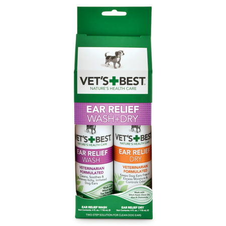 Vet's Best Ear Relief Wash & Dry Combo Kit (Best Sunburn Itch Relief)
