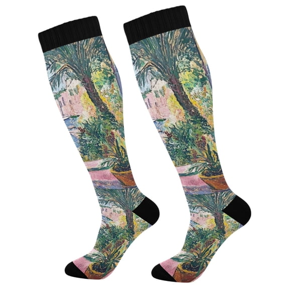 FORMRS Womens Knee High Socks Casual Long Thick Travel Daily Wear, 1 Pair, Ocean Boat