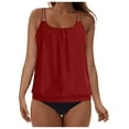 thumbnail image 3 of vigerkar Women's Solid Color Cami Casual Pleated Chiffon Tank Top 2 Piece Tankini Bathing Suit (Wine, XXL), 3 of 7