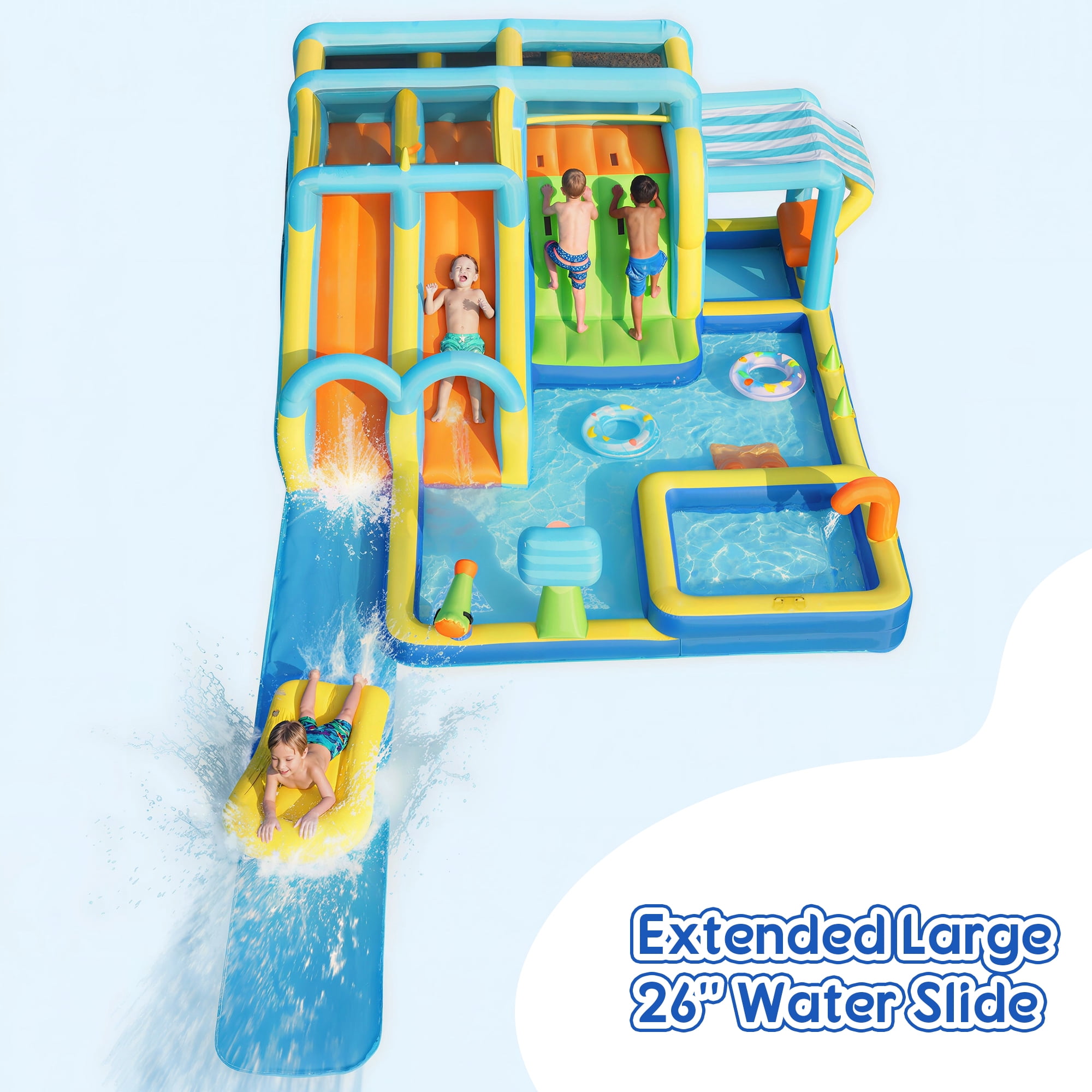 SaveJoy Giant 11-in-1 Inflatable Water Slide Bounce House, 272''x185''×86", 750W Blower, Water Park with Extended Slide for Kids Ages 3-8, Indoor & Outdoor Use