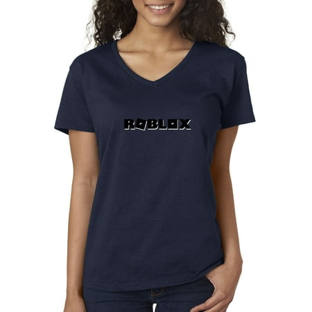 Trendy Usa Trendy Usa 1168 Women S V Neck T Shirt Roblox Block Logo Game Accent Xs Navy Walmart Com - shirt denim jacket roblox