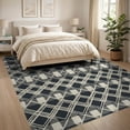 thumbnail image 3 of ODIKA 8'x10' Washable Area Rug Non-Shedding, Easy Care, Modern Farmhouse Grid Layout Evenly Spaced Geometric Diamond Accents for King Size Bedroom Under Bed, Master Suite, 3 of 7