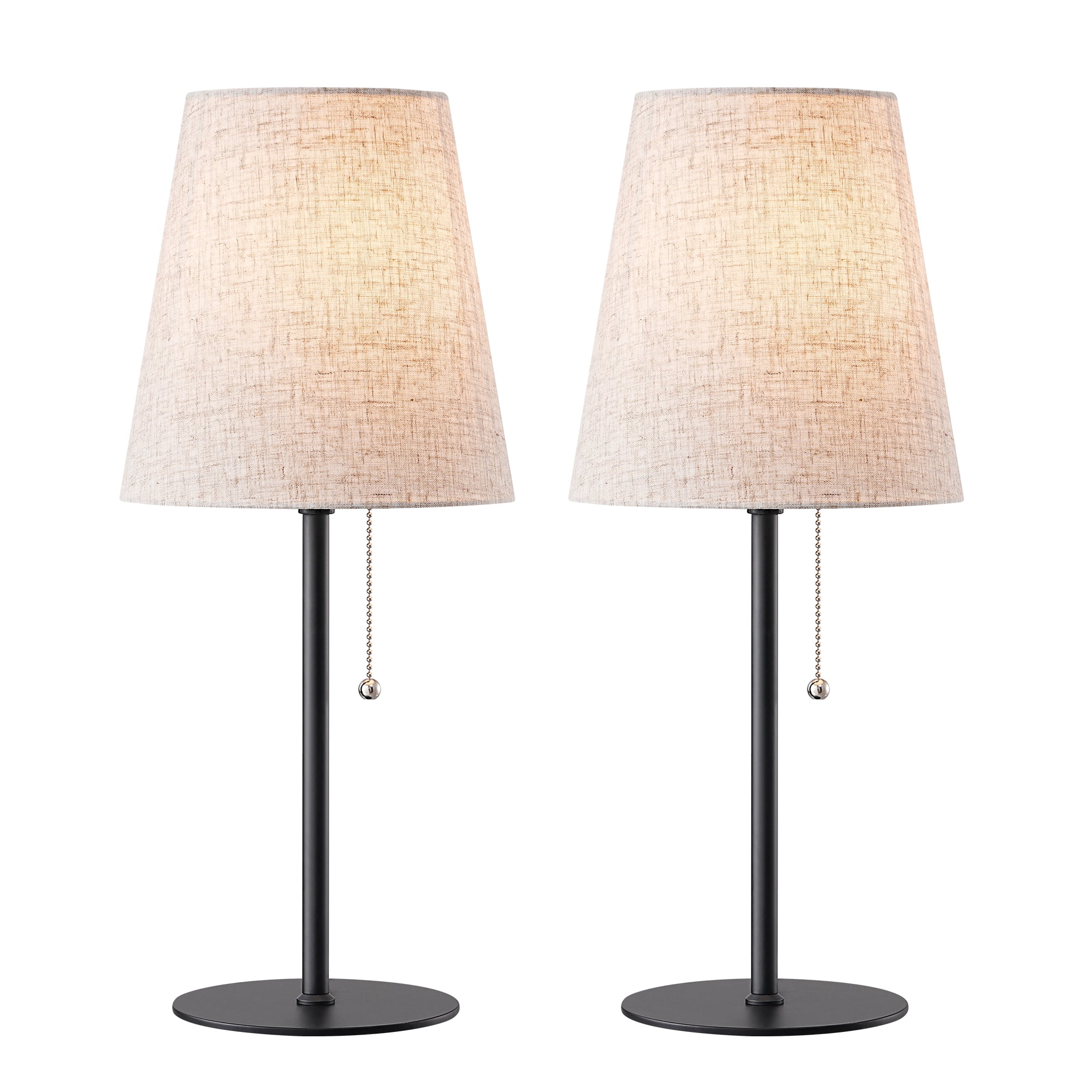 EDISHINE Table Lamps Set of 2 for Living Room Bedroom Pull Chain Switch