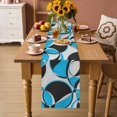 thumbnail image 2 of Blue Geometric Table Runner 72 Inches, Modern Abstract Lines Textured Bed Runner Dresser Scarves Tabletop for Indoor Outdoor Parties/Ceremony/Banquet, 13" x 72", 2 of 9