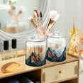 thumbnail image 3 of Yayeee 2 Pack Qtip Holder Bathroom Cotton Swab Canister with Lid Clear Dispenser Set, Art Mountain and Sun Pattern, 3 of 6