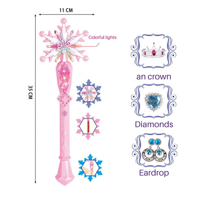 LED Christmas Flashing Light Sticks Snowflake Wand Exquisite Kids Wand Princess Snowflake Luminous Wand