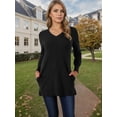thumbnail image 2 of DARING DIVA V Neck Long Sleeve Chunky Knit Pullover Sweater S Black, 2 of 8