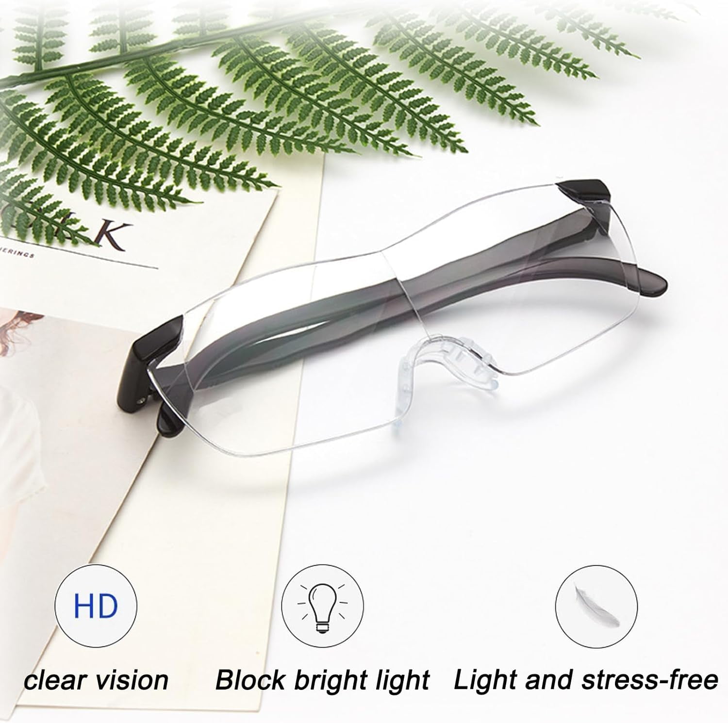 300% magnifier, magnifier for glasses wearers, reading glasses with glasses case, blue light blocking magnifier, magnifier for close work, reading