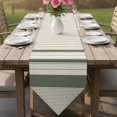 thumbnail image 6 of Sage Green Beige Striped Table Runner Linen Burlap Table Runner 72 Inches Long Farmhouse Stripes Cottagecore Dresser Scarves for Kitchen Island Coffee Dining Room Party Holiday Decoration 14"x72", 6 of 8