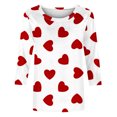 thumbnail image 2 of Valentines Shirts for Women Plus Size S-5XL Cute Hearts Print 3/4 Sleeve Crewneck Tshirts Tunic Tops Holiday (XL, White 05), 2 of 5