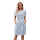 thumbnail image 1 of Vestido Camisero de Verano A Rayas de Corta para Mujer, Informal, con Lazo en la Cintura y Bolsillos, Azul , Talla S, 1 of 9