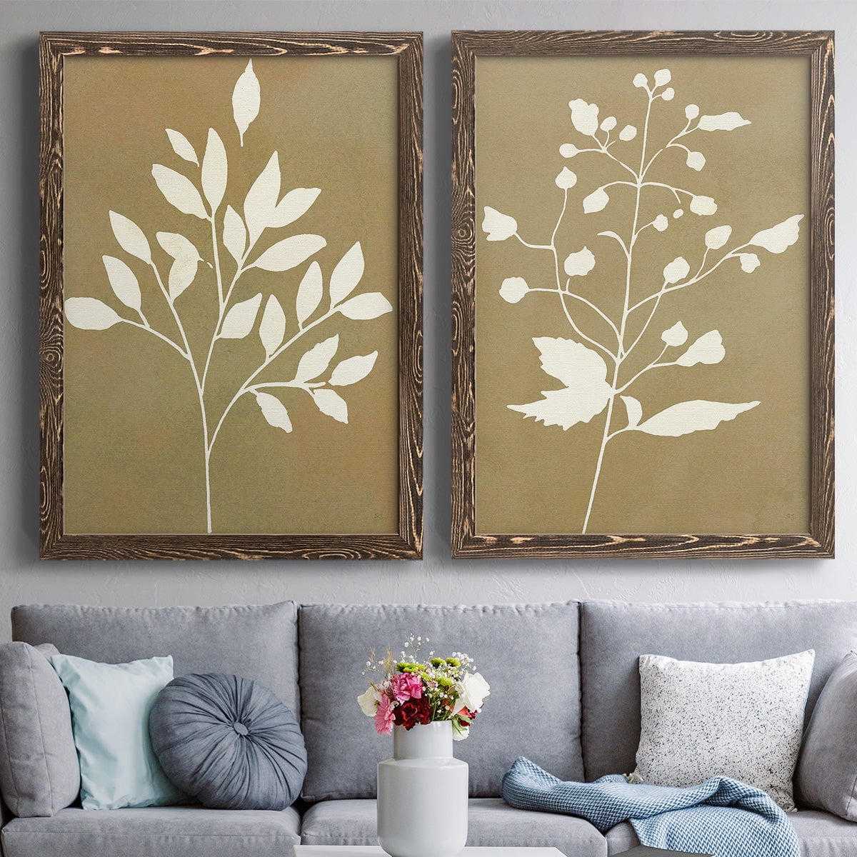 Honey Botanical I - Premium Framed Canvas 2 Piece Set - Ready to Hang