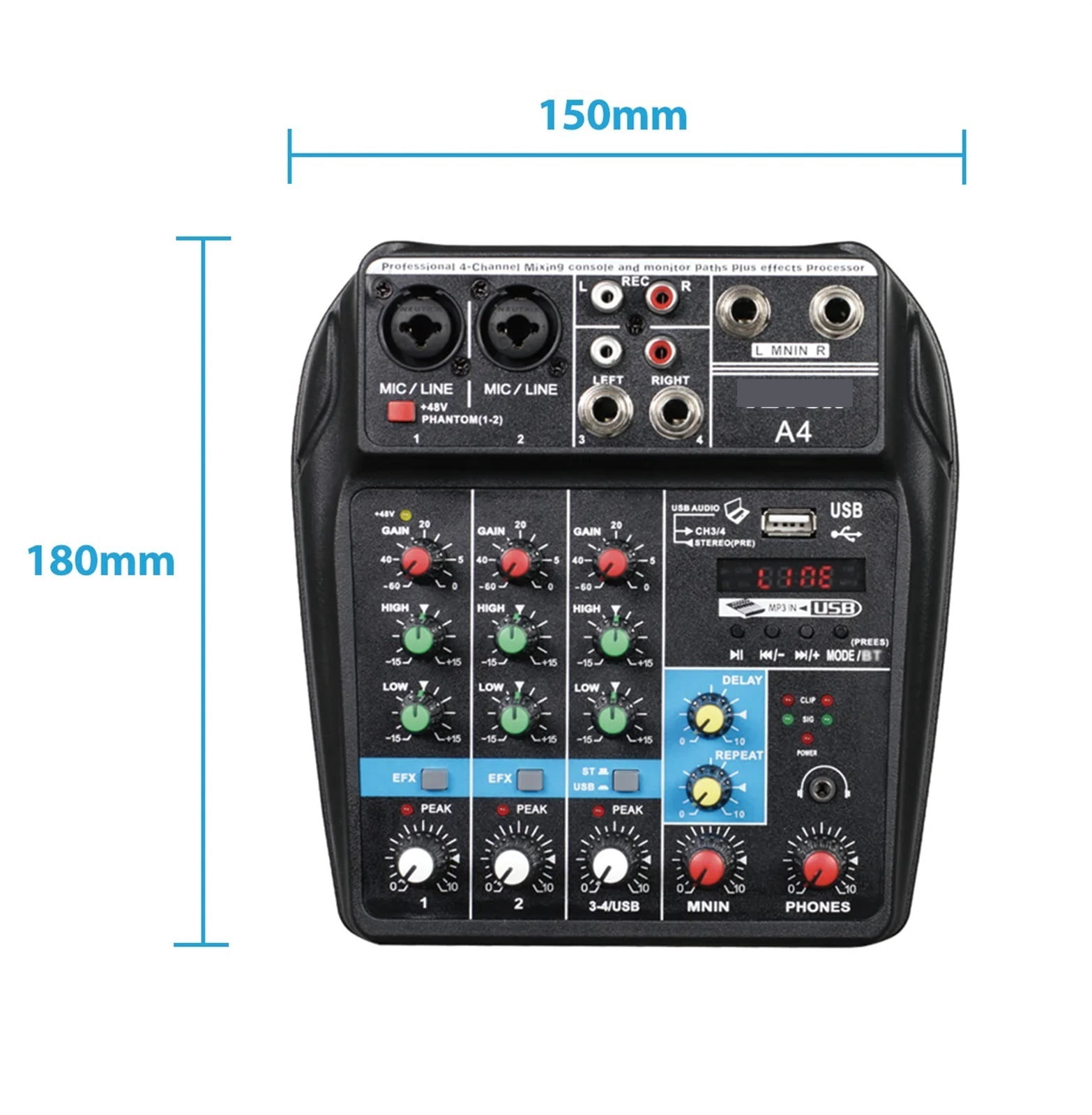 Professional 4-channel Digital Mixing Card Microphone Mobile Phone Live Broadcast Computer Recording DJ *dio Equipment ,Precision Control