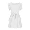 thumbnail image 6 of Summer Saving Wycnly Formal Dresses for Women Casual Ruffle Sleeve Elastic Waist Swing Mini Dresses with Tie Sleeveless Round Neck Solid 2024 Summer Short Dress White XXL, 6 of 7