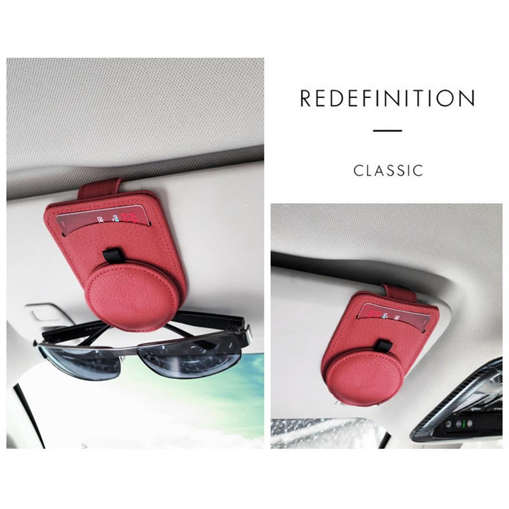 Pwtool Sunglasses Holder for Car Visor Leather Storage Clip Organizer for  Sun Visor with Easy One Handed Operation Conveniently Holds Cards Glasses  beneficial - Walmart.com
