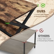 47 inch Rectangle Coffee Table, 2-Tier Wooden Rustic Brown Coffee Tables for Living Room, Modern Center Table for Small Space, Apartment, Office