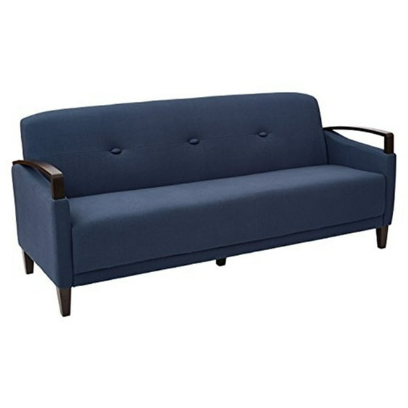 Main Street Sofa in Indigo Blue Fabric and Dark Espresso Finish Wood Accents
