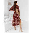 thumbnail image 6 of EASYBRA Women V Neck Floral Chiffon Midi Dress Side Slit Elegant Summer Casual Flowy Dress, 6 of 7
