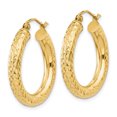 thumbnail image 2 of 14K Yellow Gold Diamond Cut 4mm Round Hoop Earrings, 2 of 3