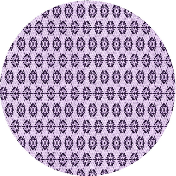 Ahgly Company Machine Washable Indoor Round Transitional Bright Grape Purple Area Rugs, 6' Round