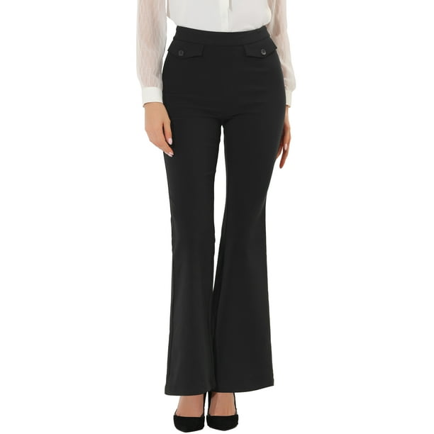 Women's Business Casual Elegant Wear to Work High Waist Stretch Flare Pants  Black XS 