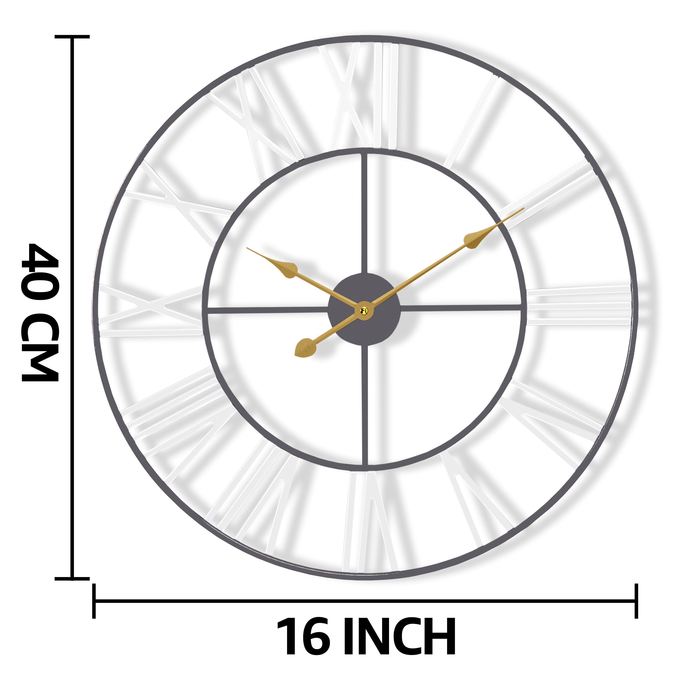 Sorbus 16" Large Wall Clock, White Roman Numeral, Battery Operated, Decorative