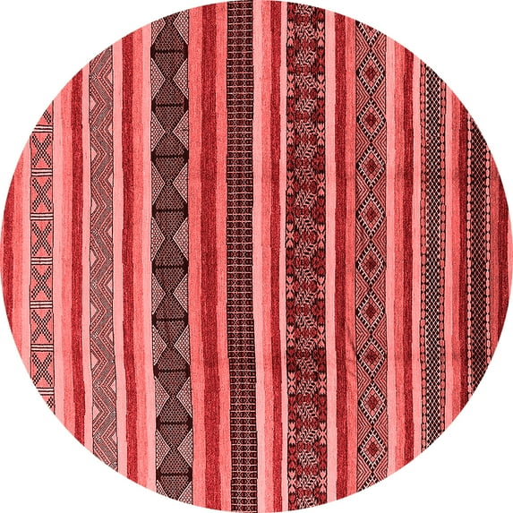 Ahgly Company Indoor Round Solid Red Modern Area Rugs, 3' Round
